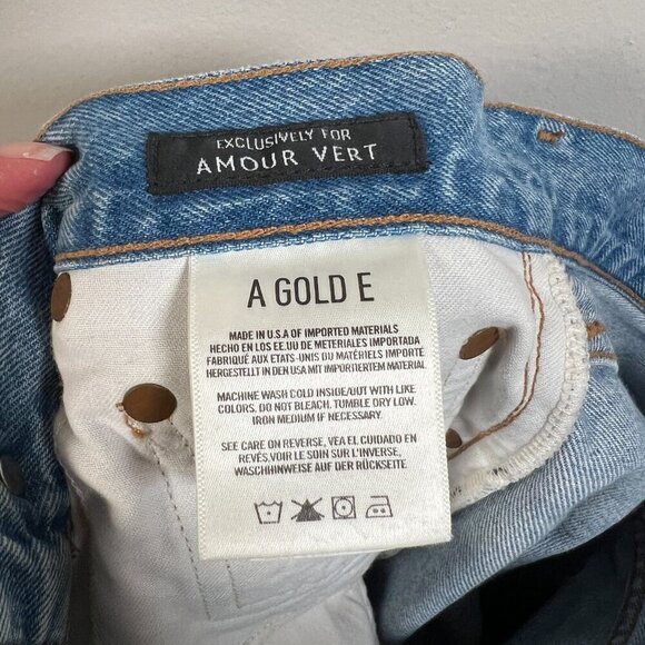 Agolde Riley High Rise Straight Crop Jeans Size 24 Blue Light Wash Button Fly - Picture 9 of 10